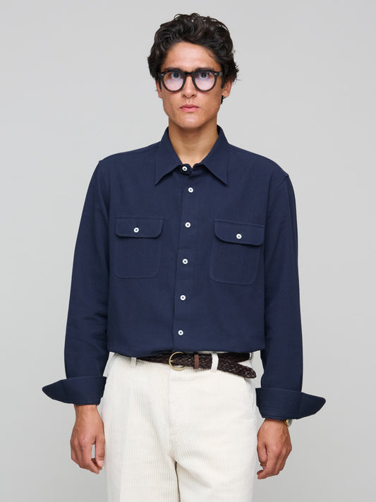 Artist Shirt Cotton Hemp Twill, Navy