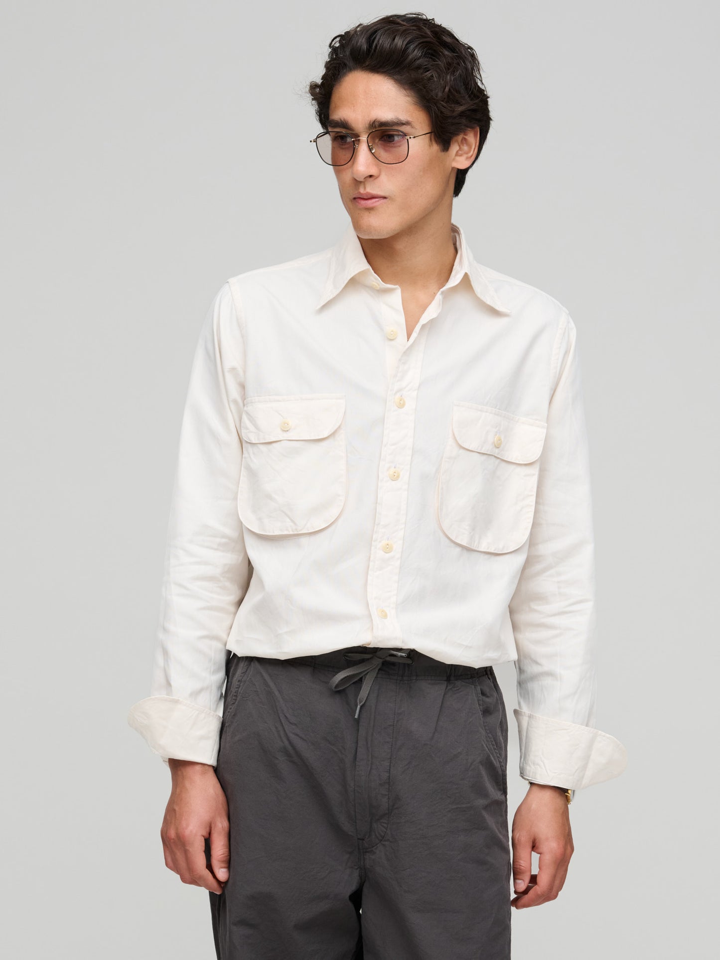 Drake's for GOODS, Deep Pocket Work Shirt, Cream