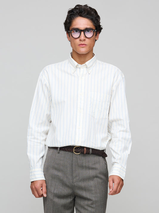 Relaxed fit Luxury Oxford Stripe Shirt, Cream