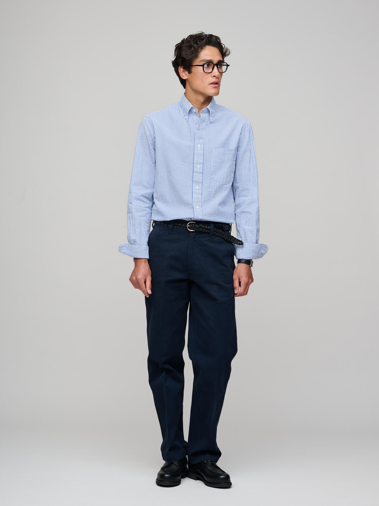 Seersucker Striped Shirt, Blue