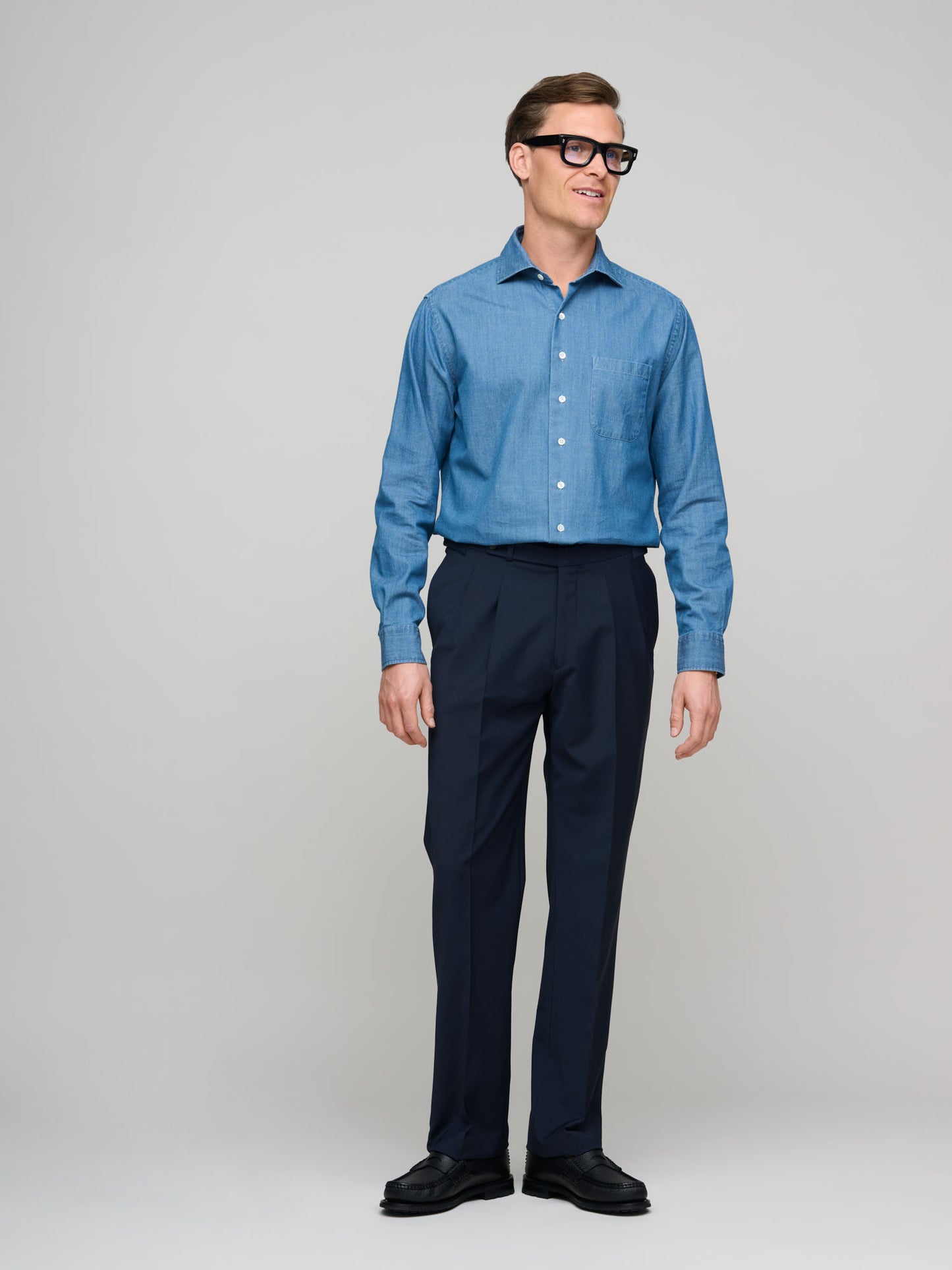 Soft Spread Collar, Chambray
