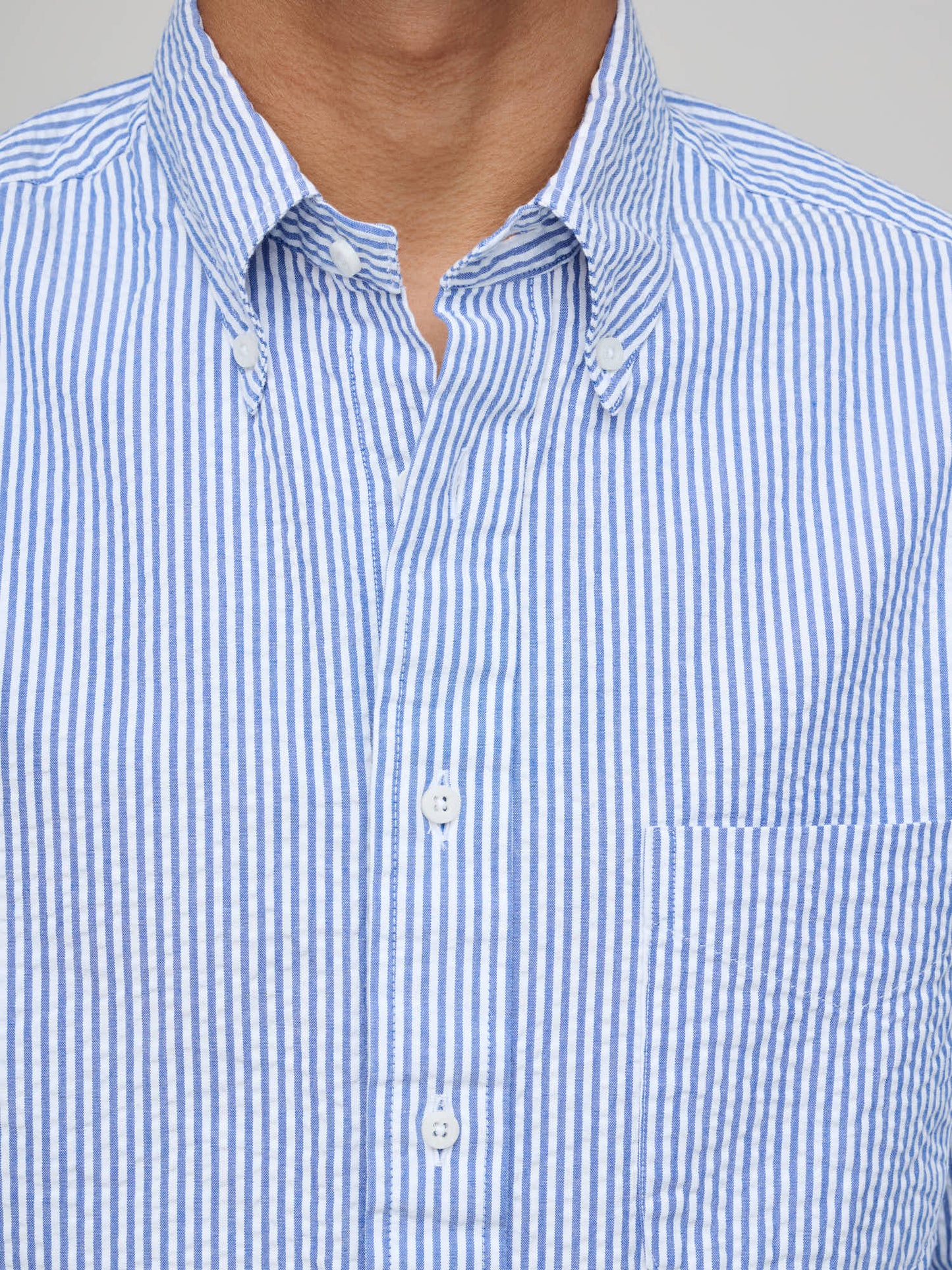 Seersucker Striped Shirt, Blue