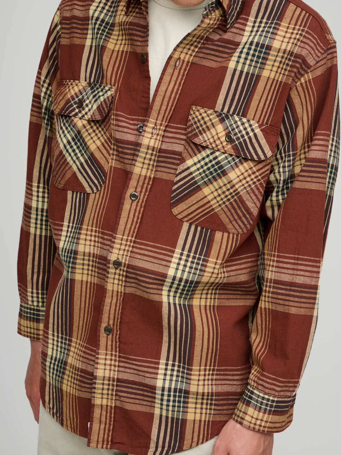 Original Check Work Shirt With Flap Pocket, Brown Check