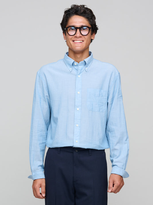 Relaxed Fit Luxury Chambray Shirt, Light Indigo