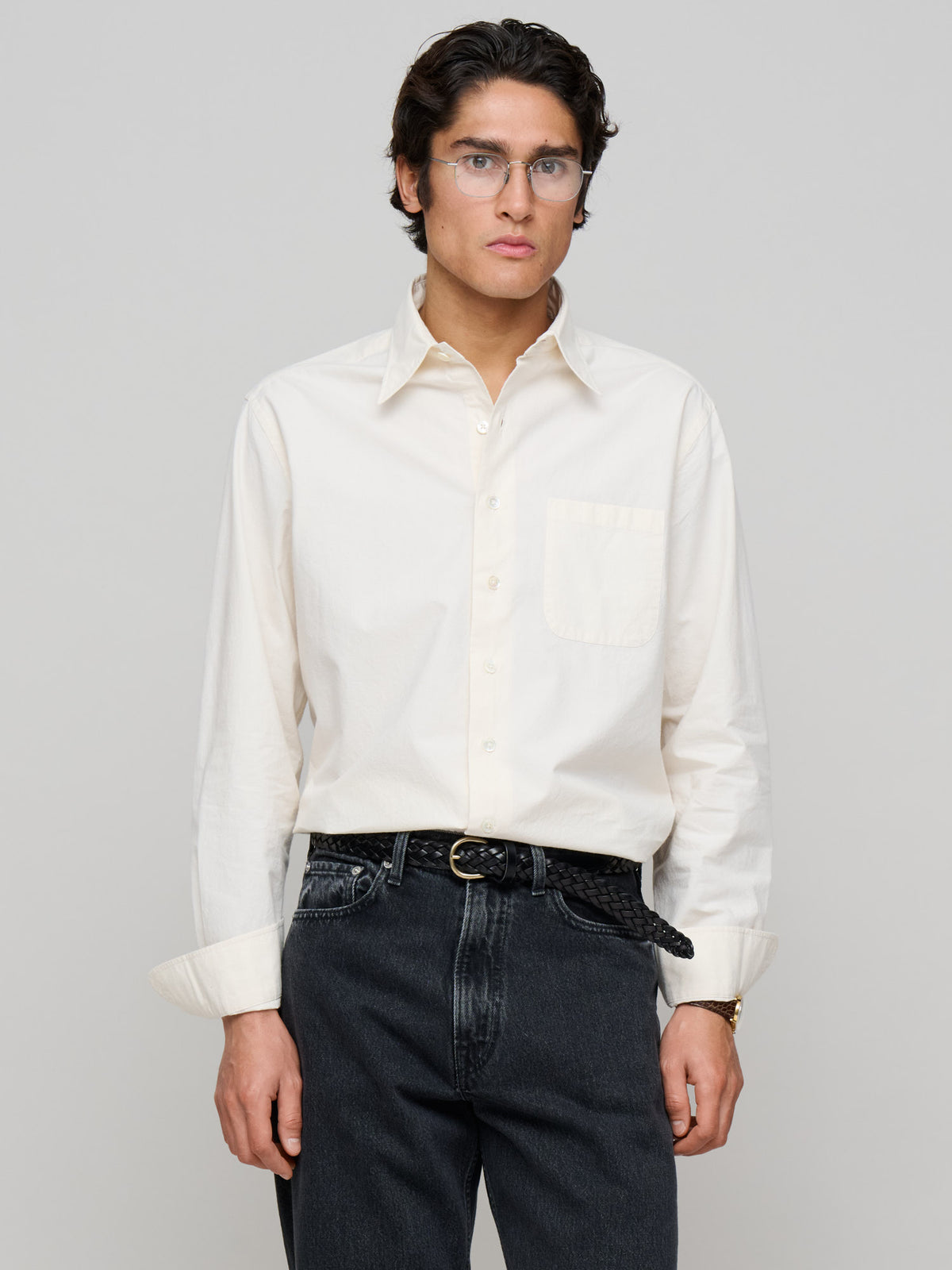 Duty Shirt Triple-Washed Poplin, Undyed Ecru