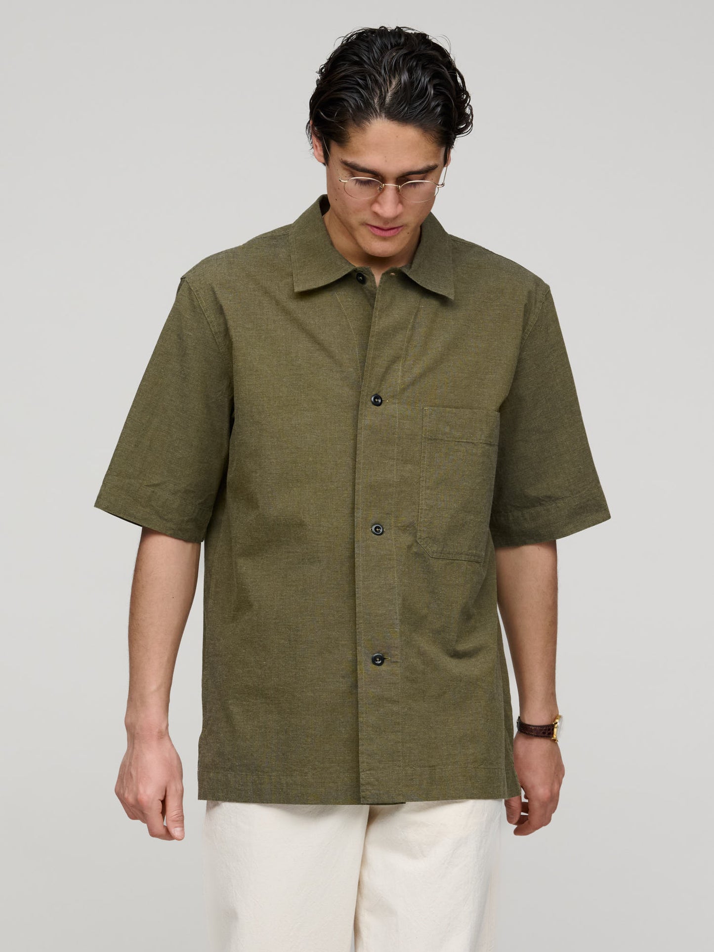 S/S Pj Shirt Dry Cotton End On End, Moss