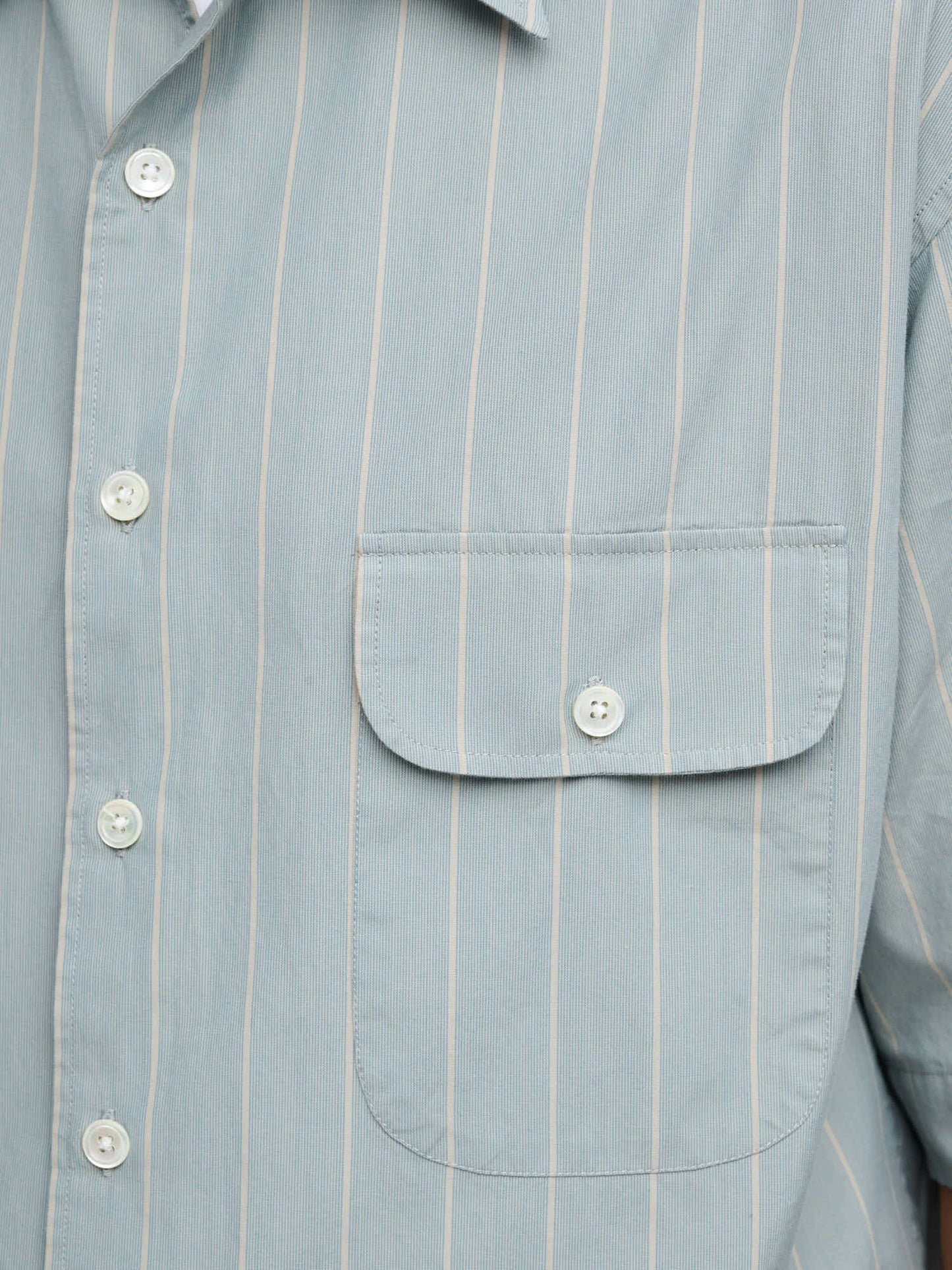 Off Duty Short Sleeve Shirt - A Thousand Stripes Shirt, Green/Ecru