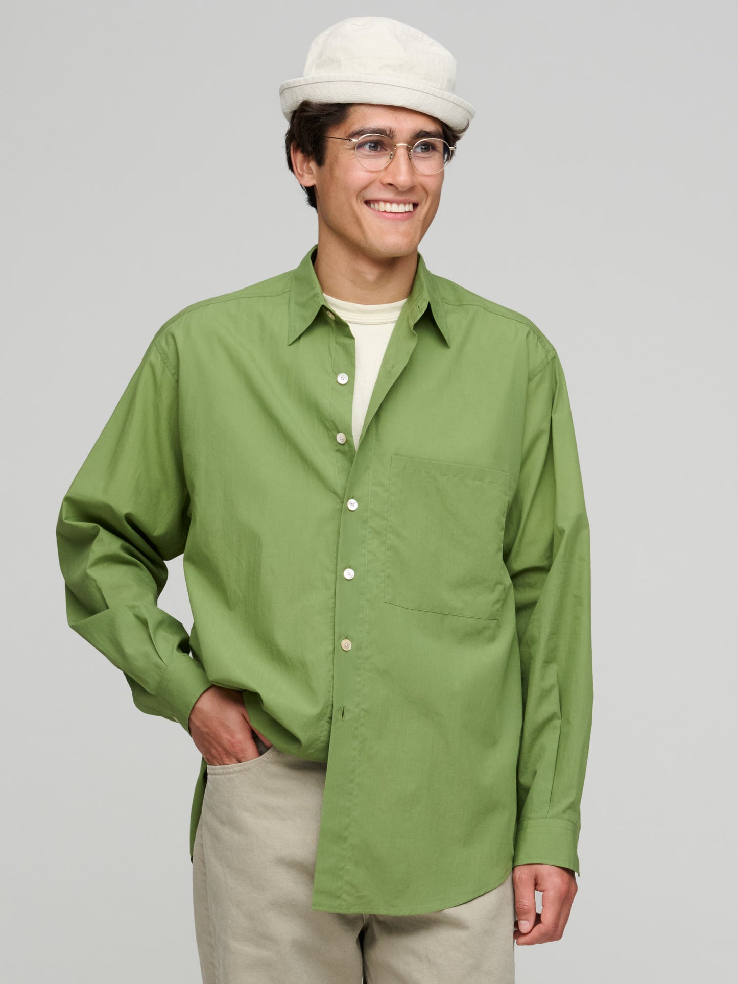 Super Fine Cotton Lawn Shirt, Dusty Green