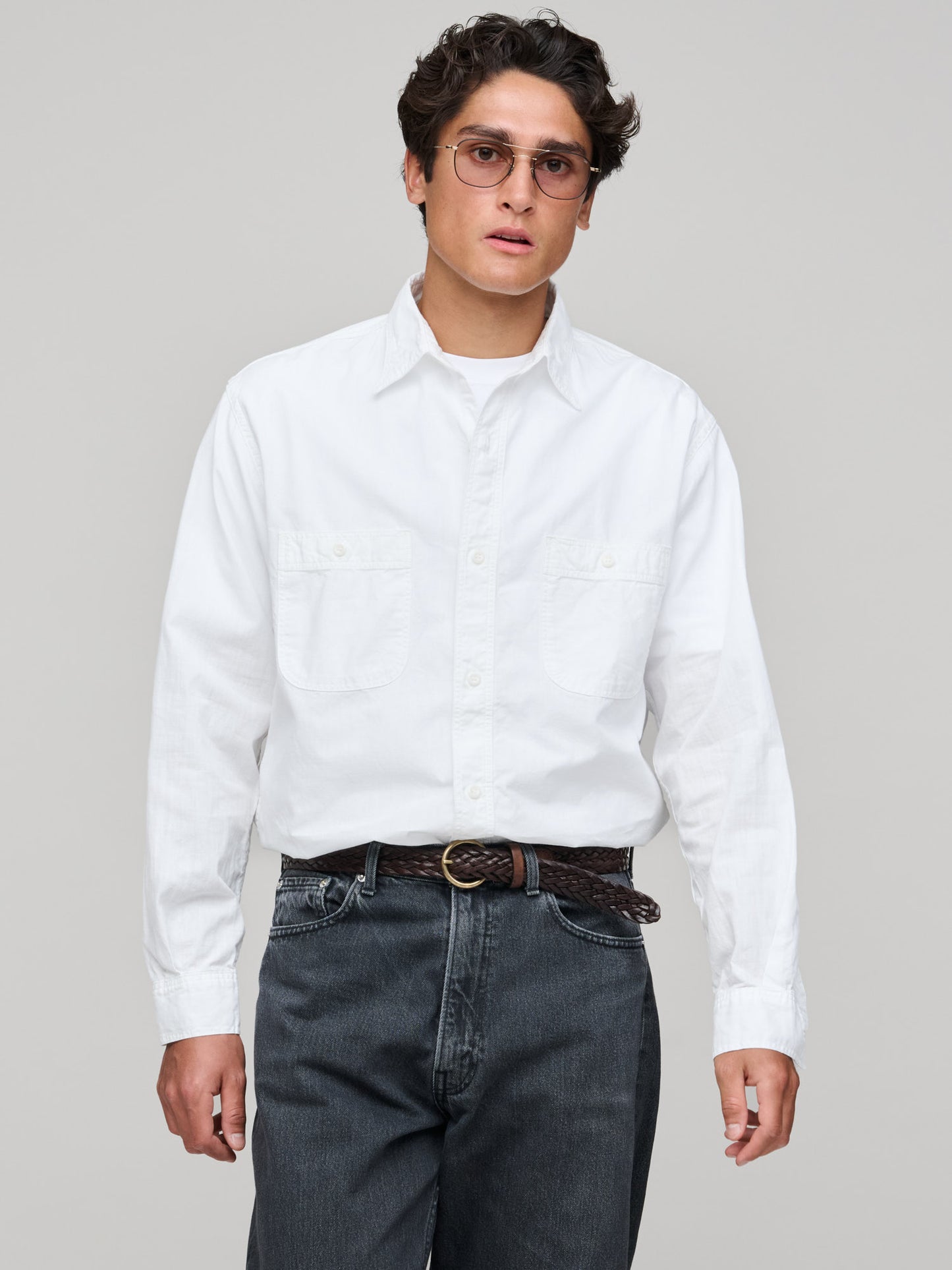 Relax Fit Chambray Work Shirt, White
