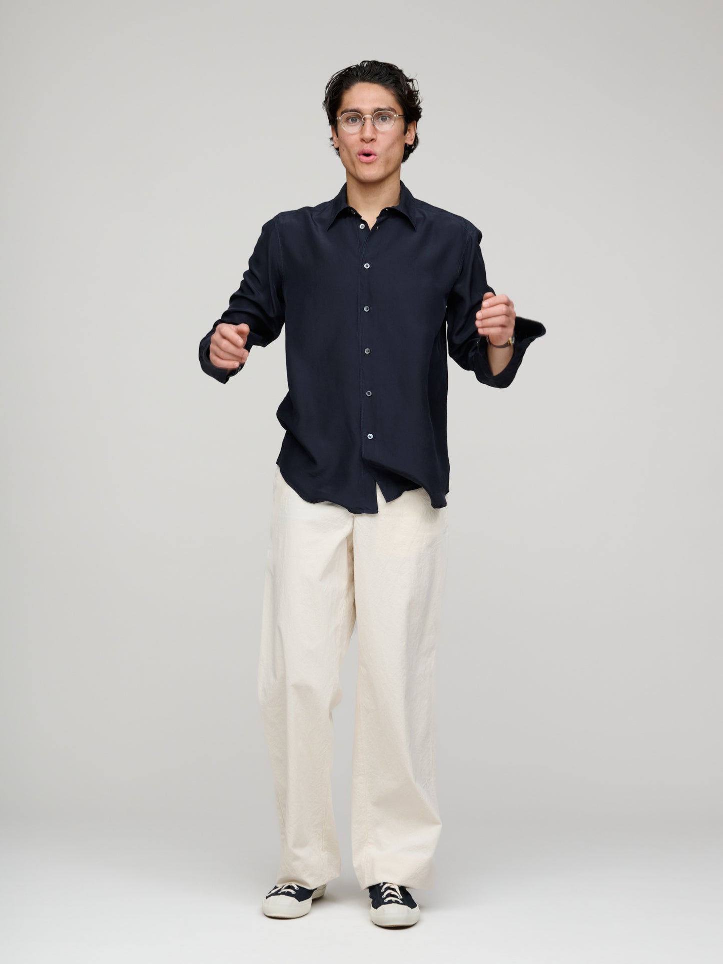 Maridola Silk Shirt, Navy