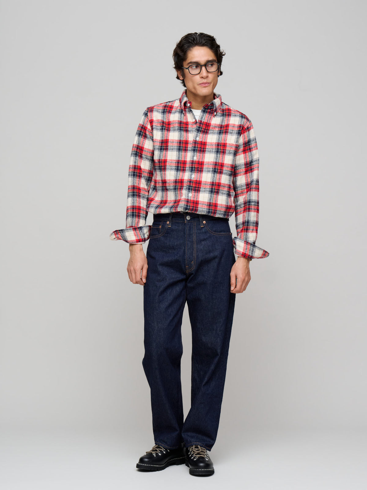 Brushed Winter Madras Shirt, Red
