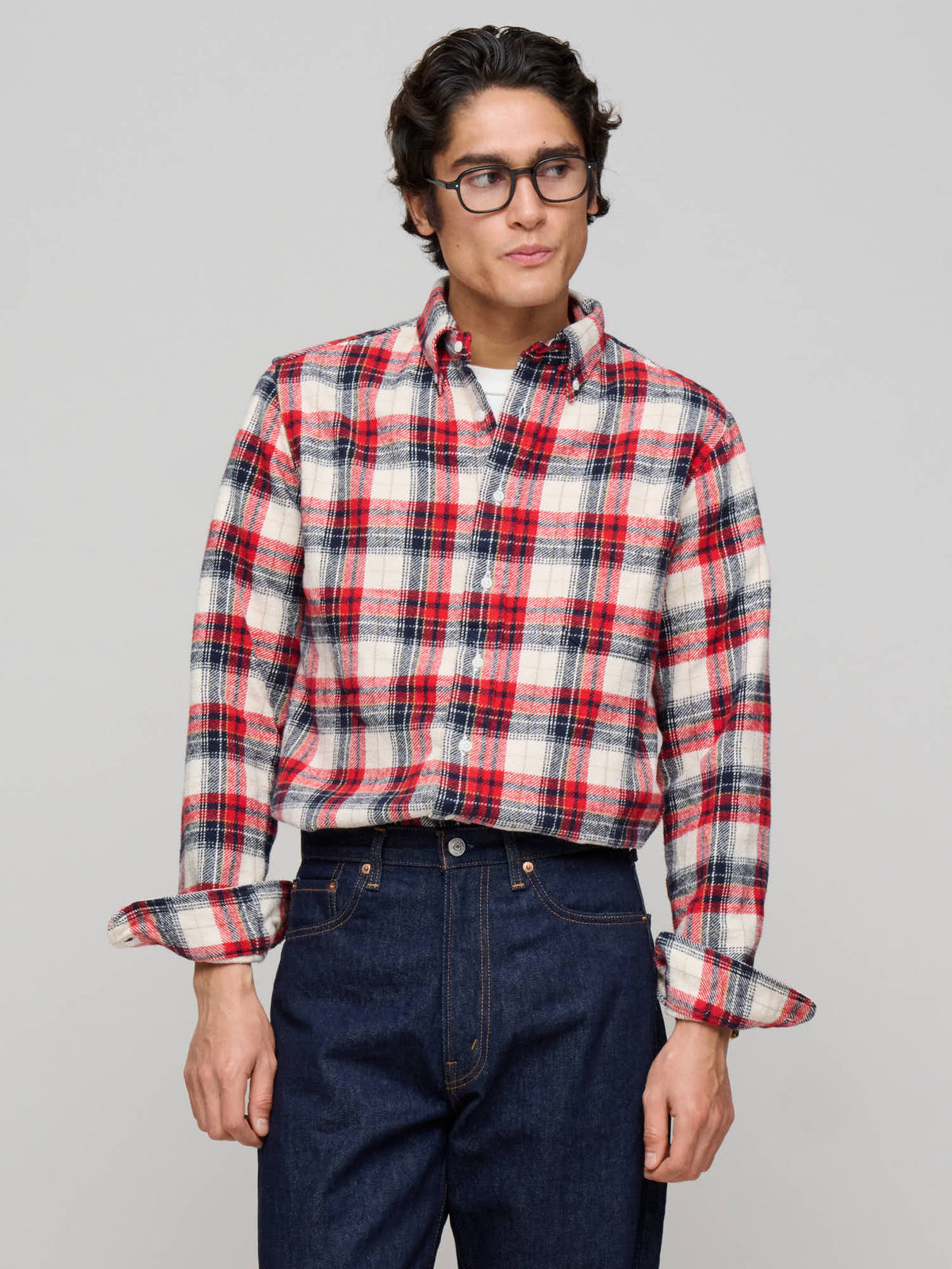 Brushed Winter Madras Shirt, Red