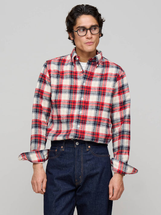 Brushed Winter Madras Shirt, Red