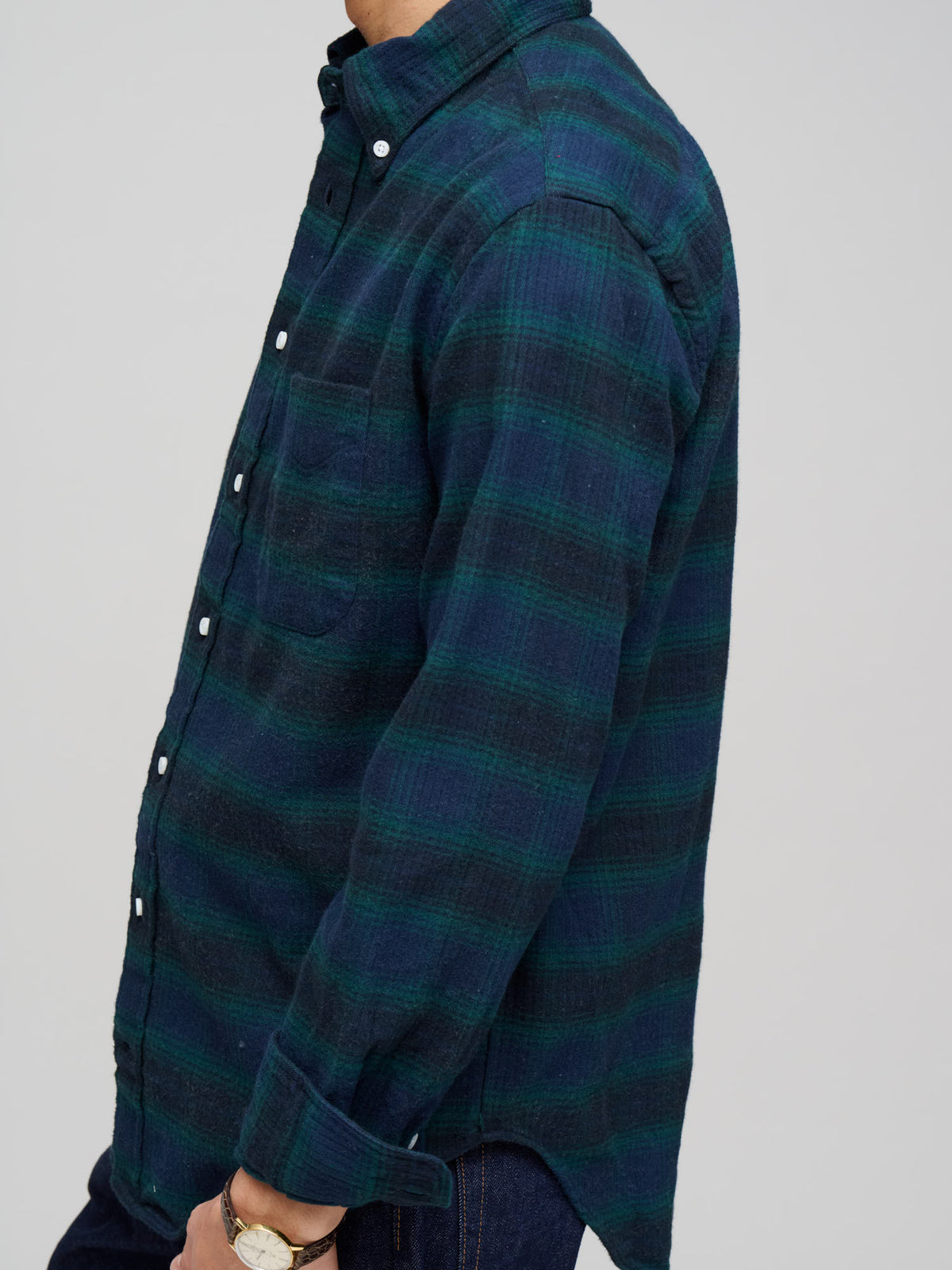 Heavy Pique Flannel Shirt, Navy
