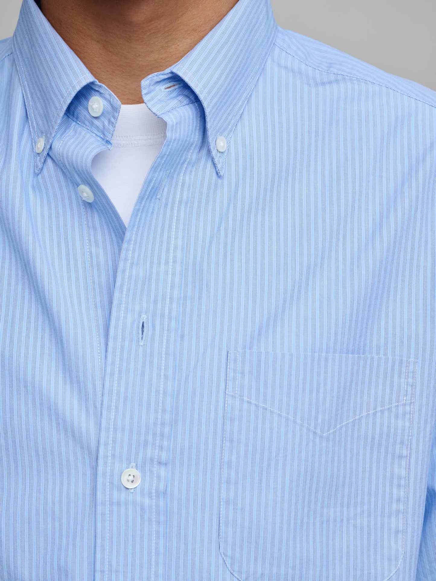 American BD Lightweight Fine Stripe, Light Blue/Navy/White