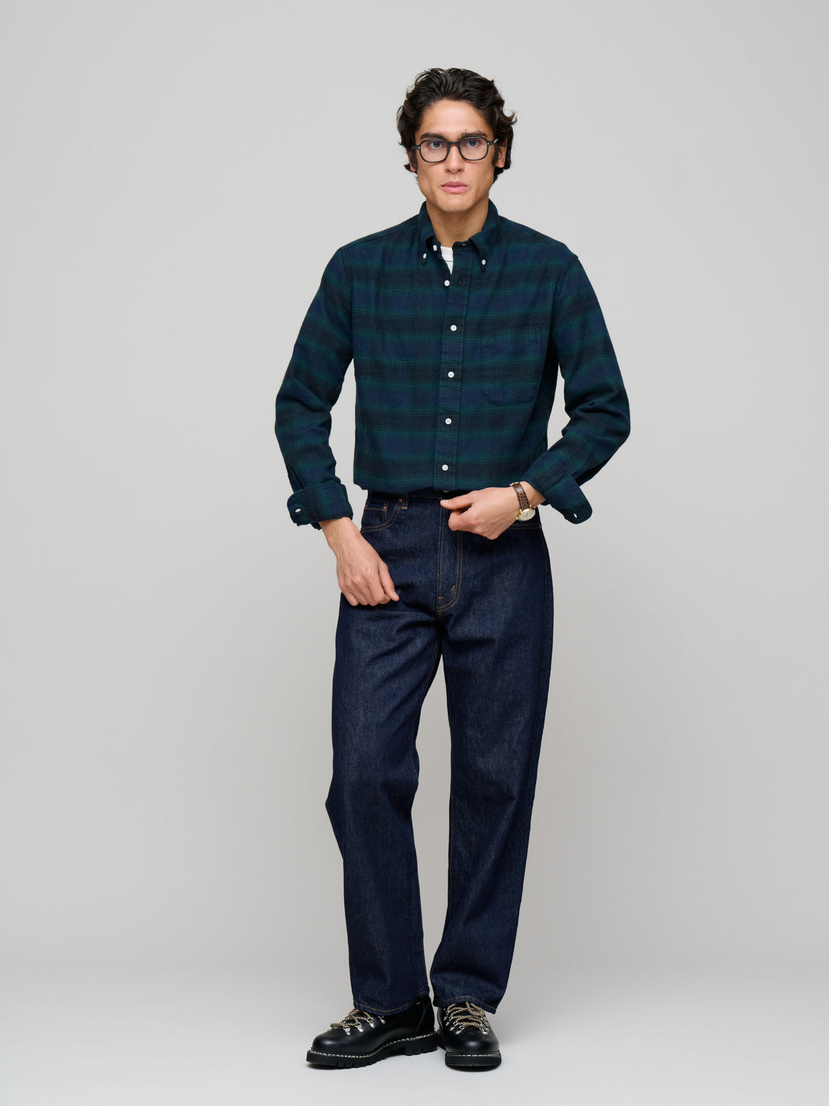 Heavy Pique Flannel Shirt, Navy