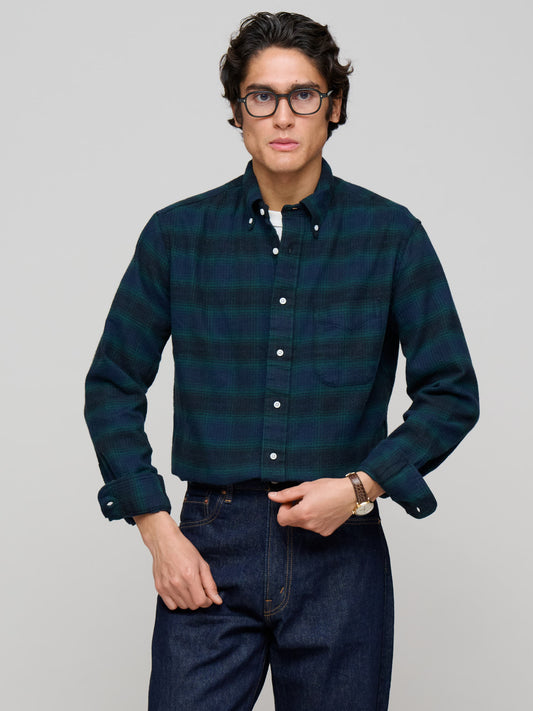 Heavy Pique Flannel Shirt, Navy