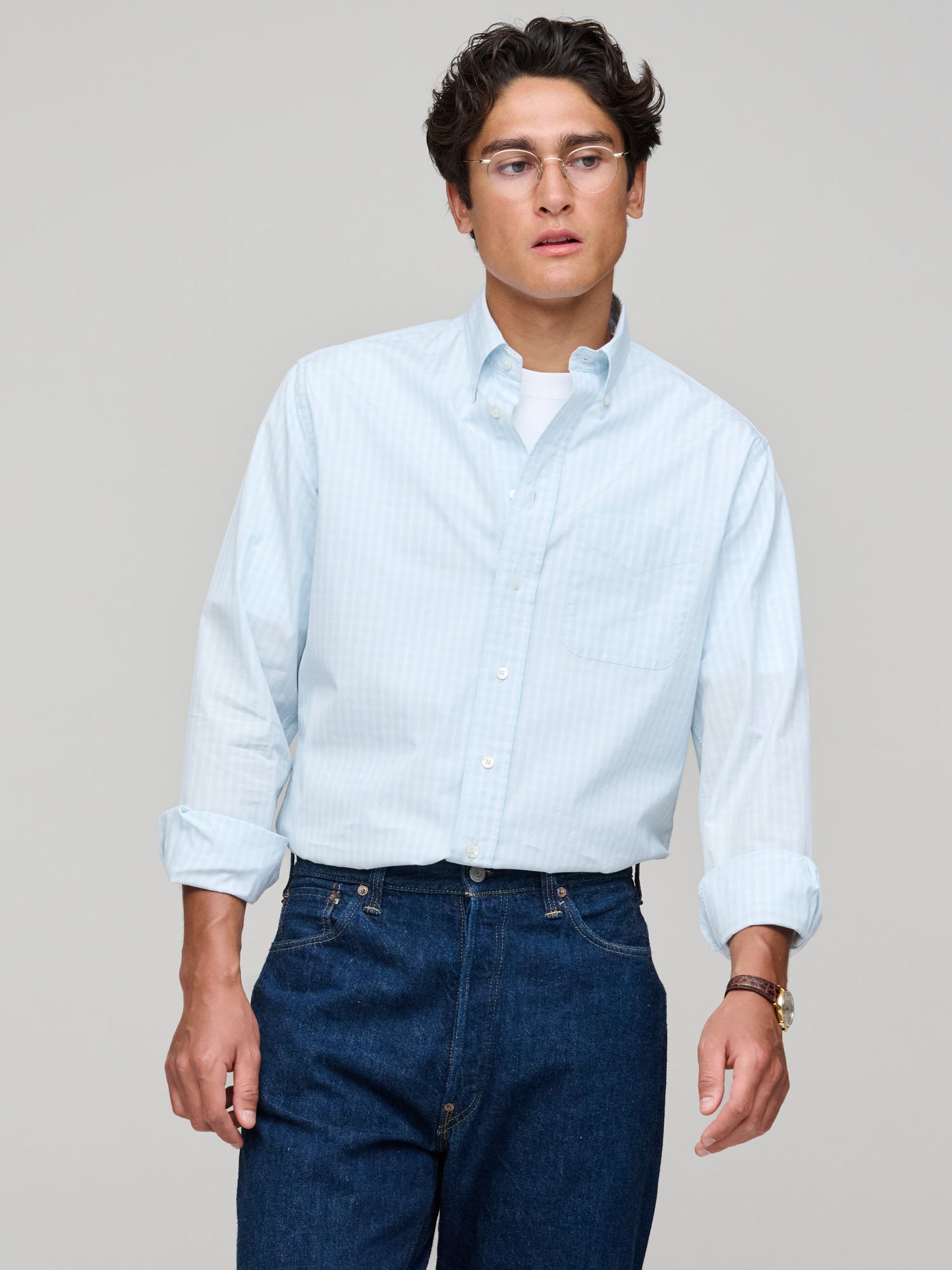 American BD Lightweight Shadow Check, Soft light Blue/Ecru