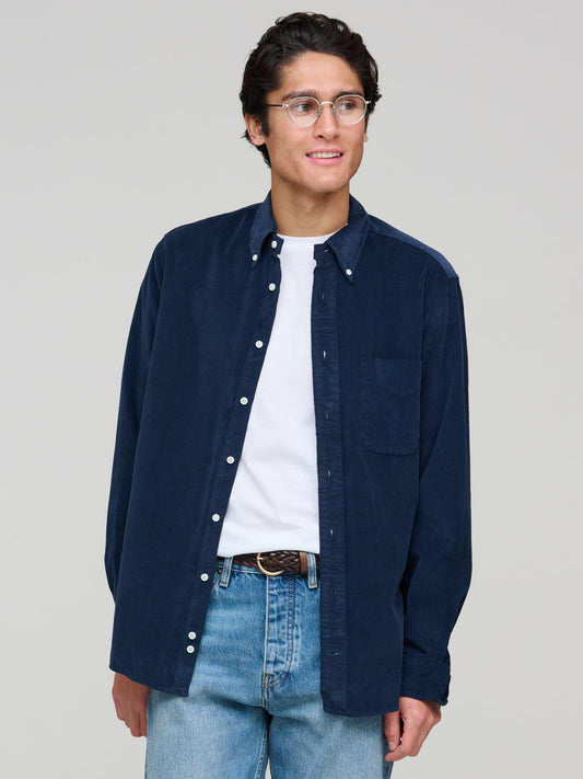 Fine Needle Corduroy Shirt, Navy