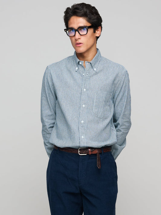 Denim Shirt, Hickory Stripe