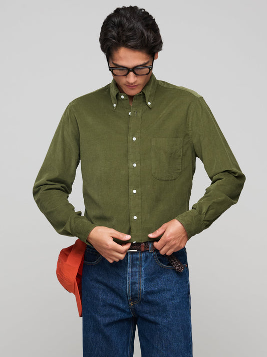 Corduroy Shirt, Moss Green