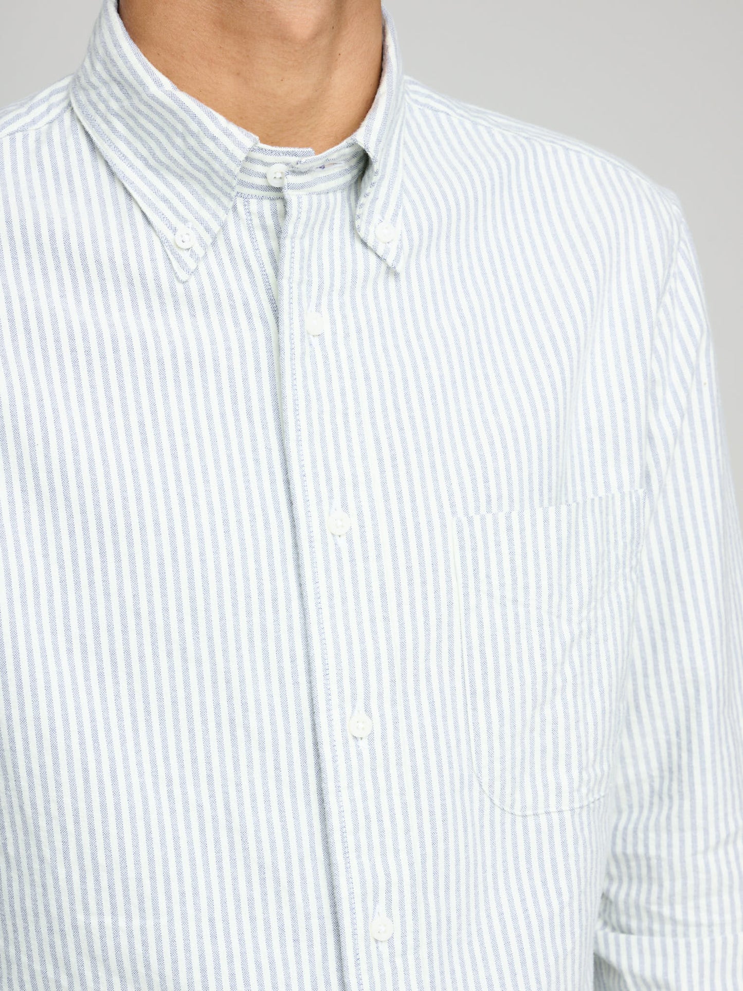 Brushed Oxford Shirt, Dusty Blue/ White Stripe