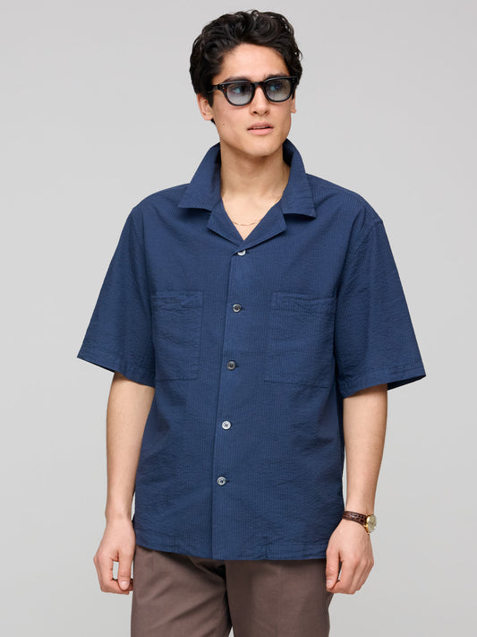 Solana Seersucker Shirt, Navy