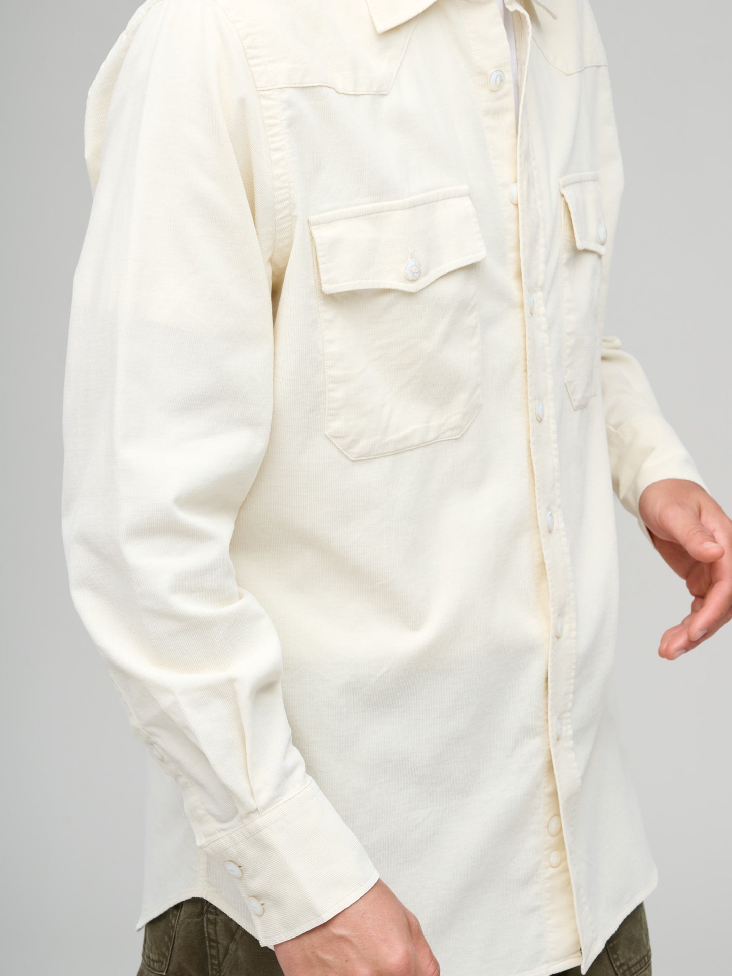 Needlecord Western Shirt, Ecru