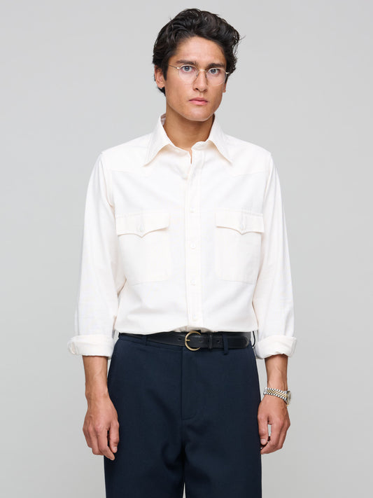 Drake's for GOODS Two Pocket Western Shirt, Cream
