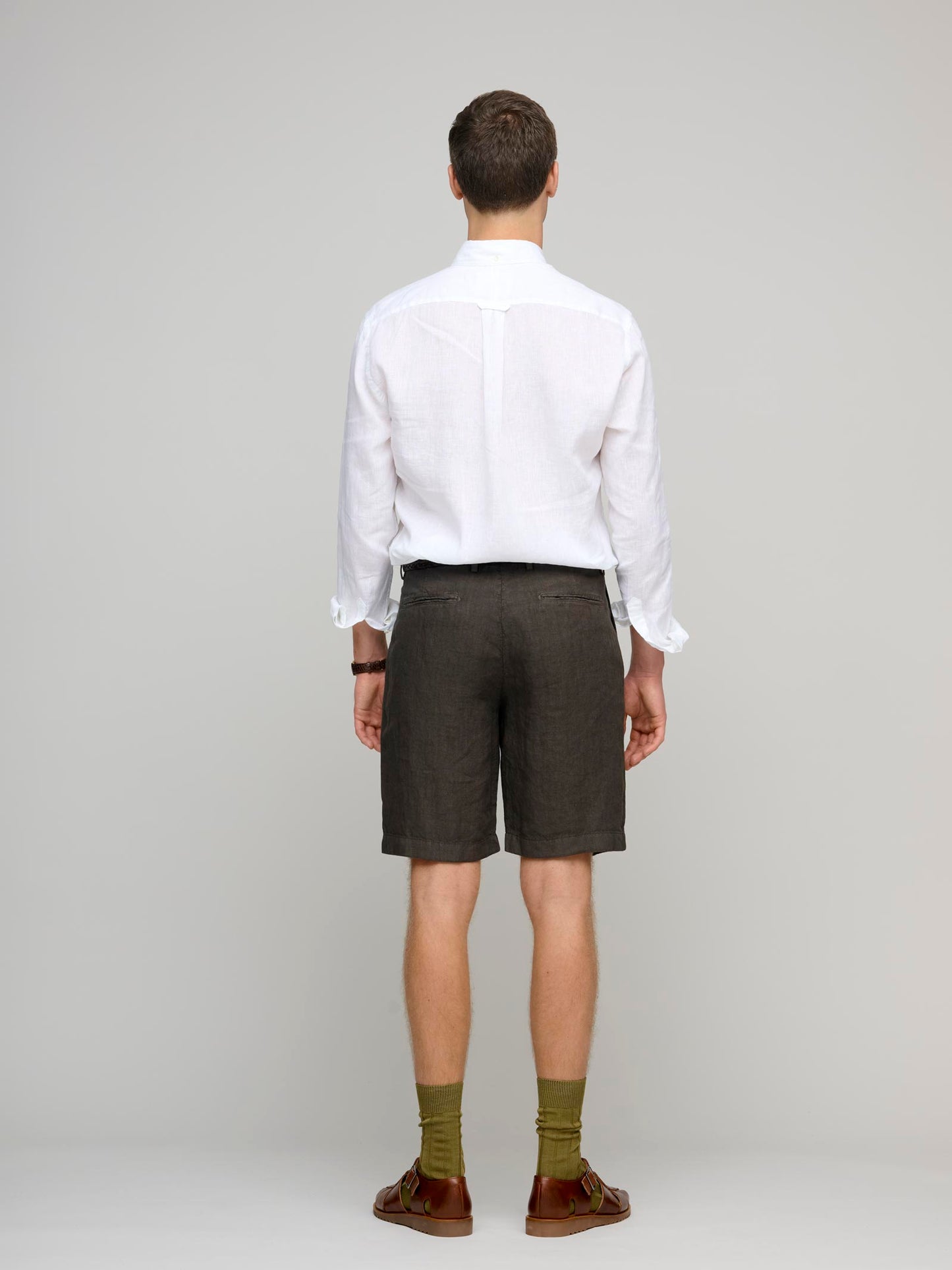Bermuda Linen Shorts, Brown