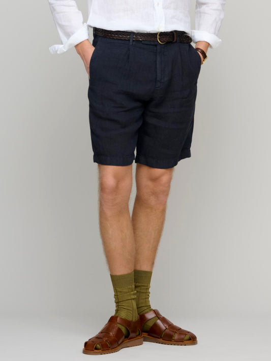 Bermuda Linen Shorts, Navy