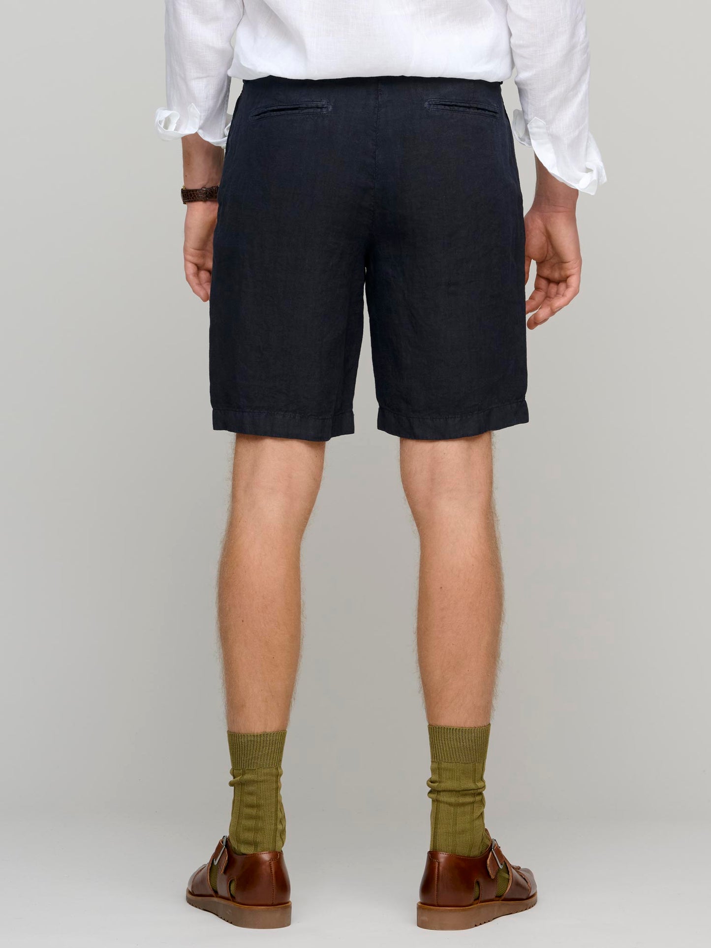 Bermuda Linen Shorts, Navy