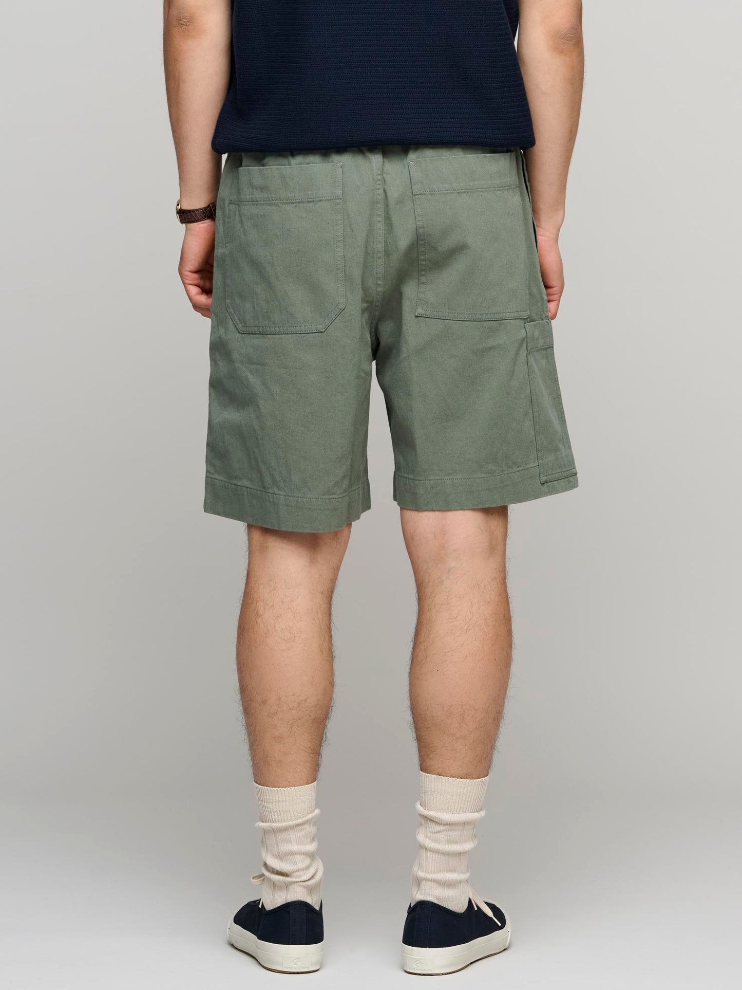 Pull Up Shorts Cotton Hemp Twill, Uniform Green