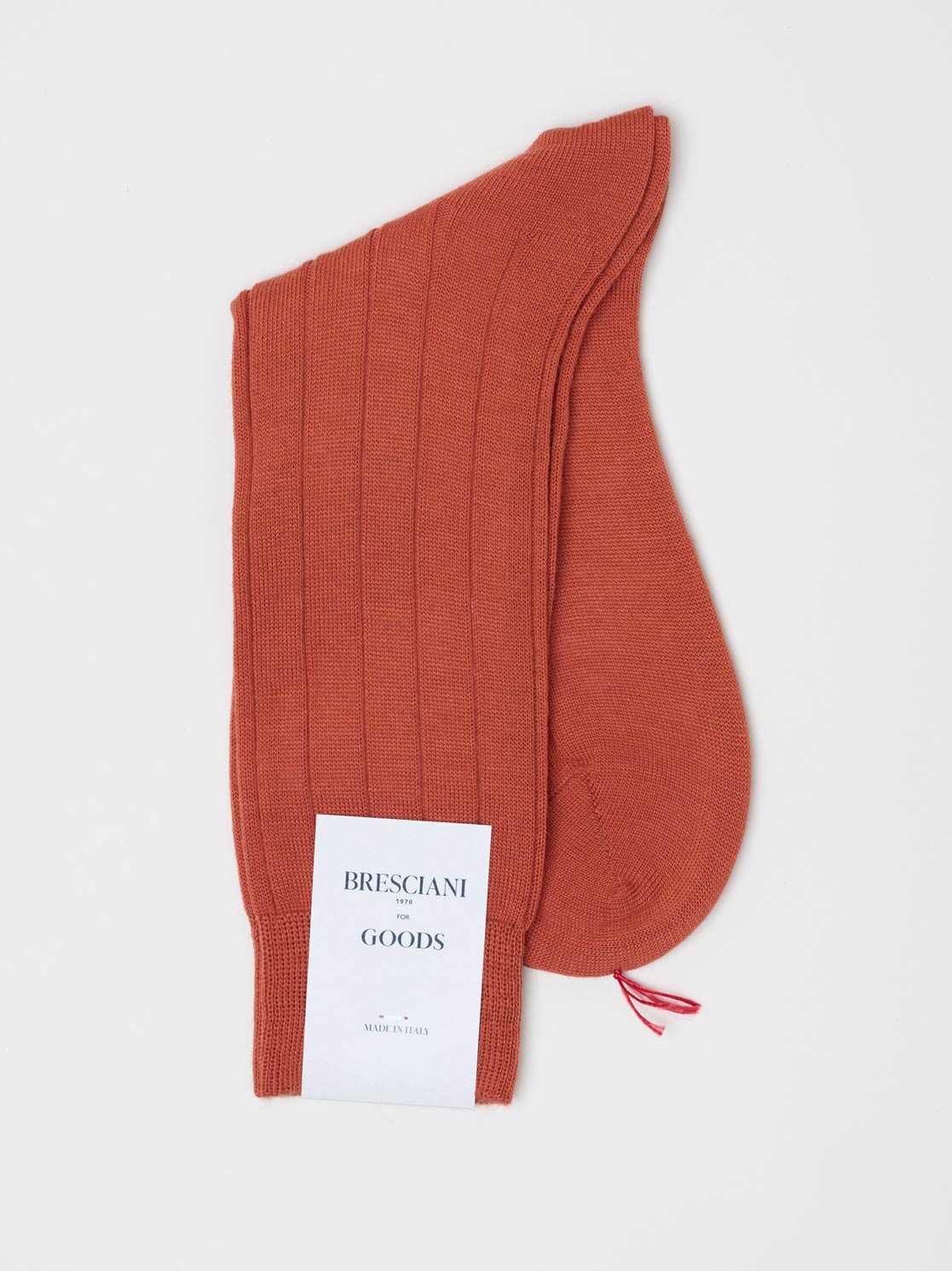 Fine Ribbed Wool Socks, Warm Orange