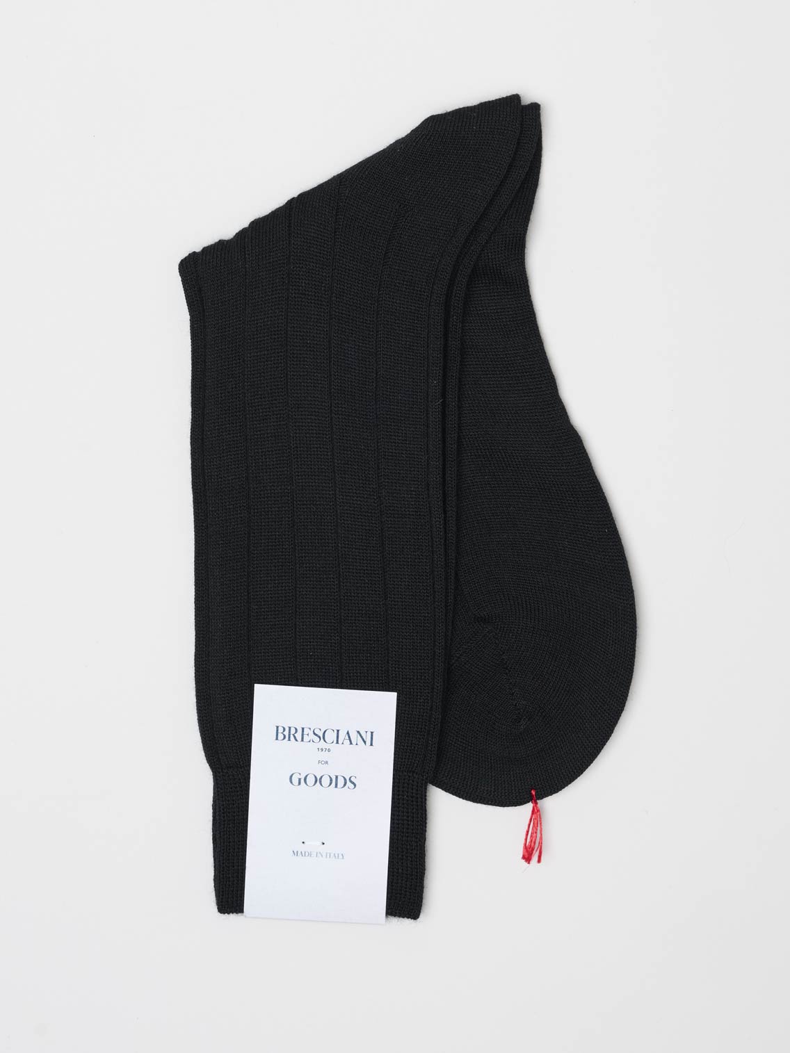 Fine Ribbed Wool Socks, Black