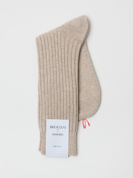 Heavy Ribbed Cashmere Socks, Natural