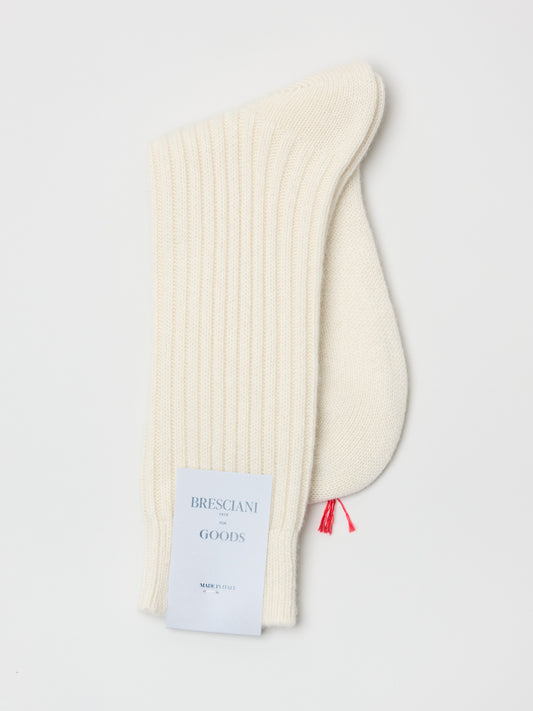 Heavy Ribbed Cashmere Socks, Ivory