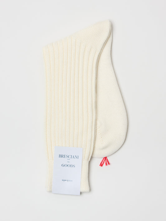 Heavy Ribbed Wool Socks, Ecru