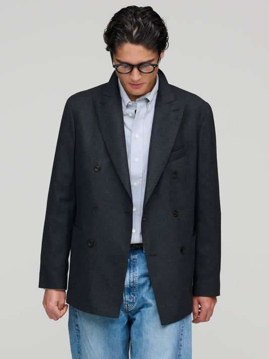 K. Jacket DB Wool Flannel, Charcoal