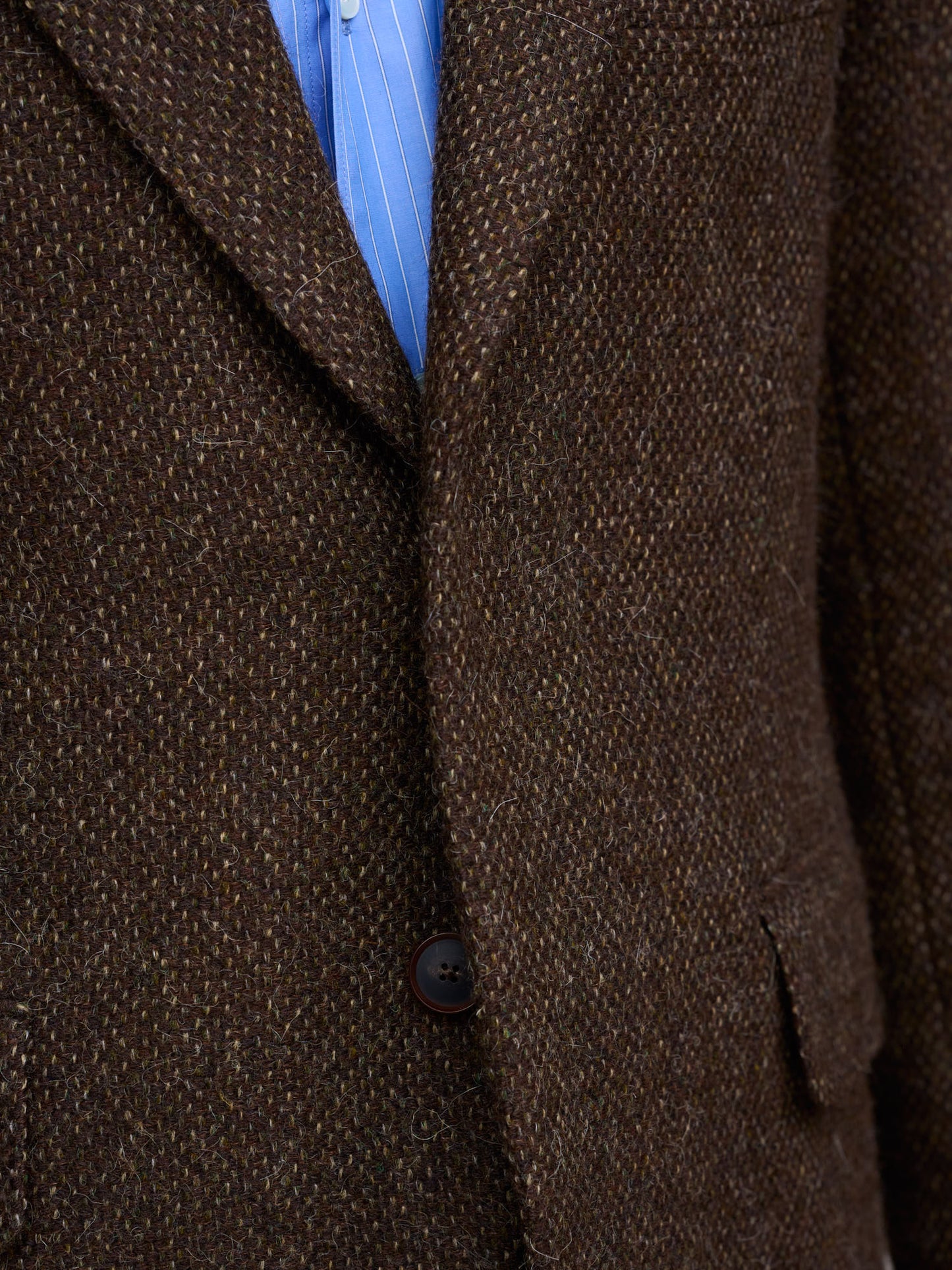 Lama Shetland Wool Tweed Over Jacket, Brown Tweed