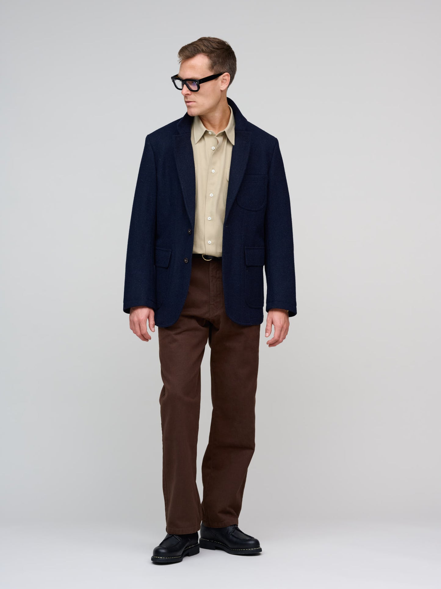 MKVII Wool HarrisTweed Blazer, Navy