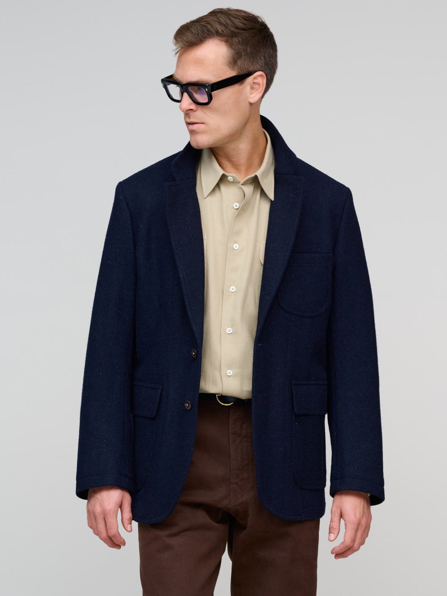 MKVII Wool HarrisTweed Blazer, Navy