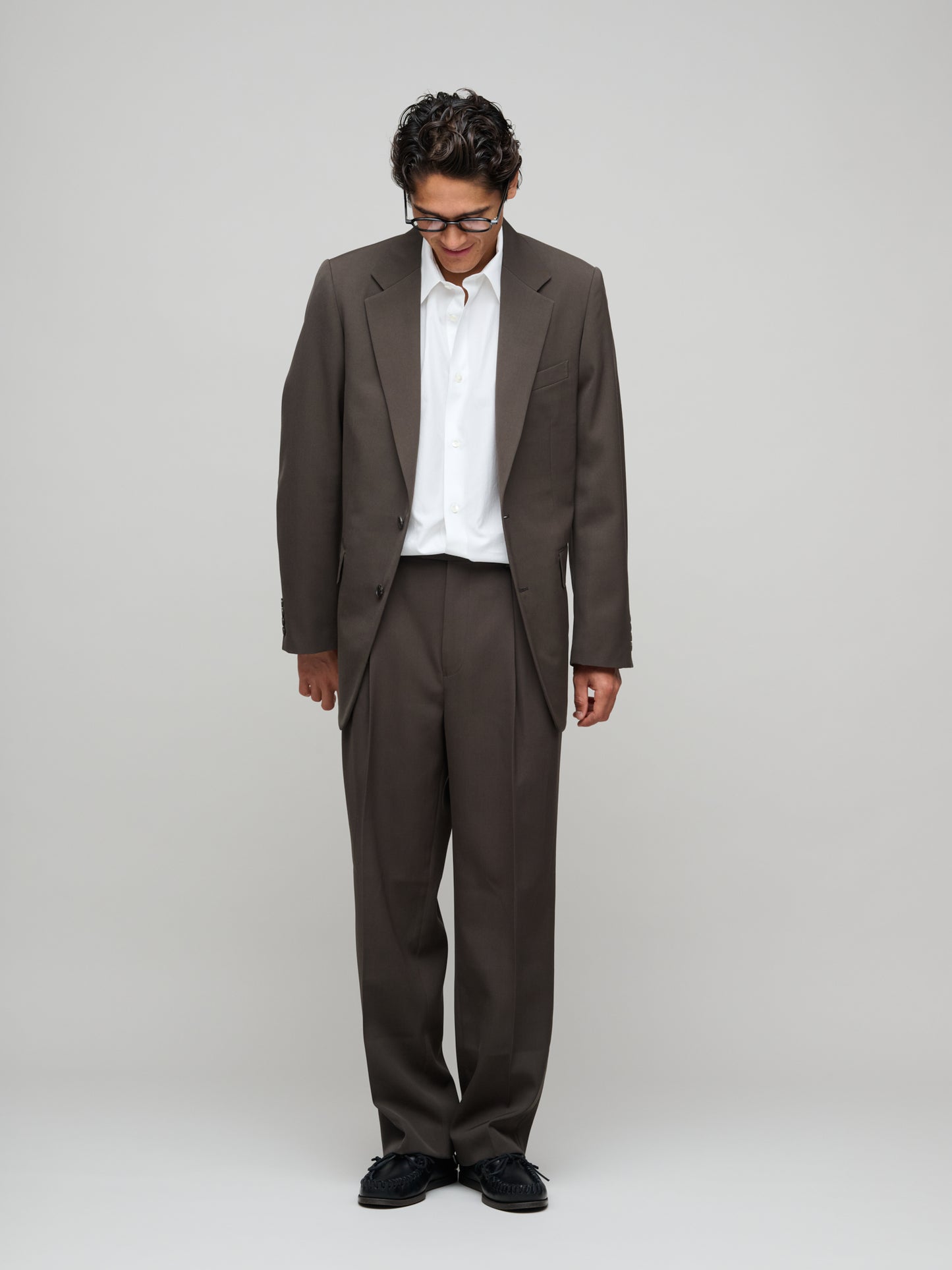Light Wool Max Gabardine Jacket, Dark Brown