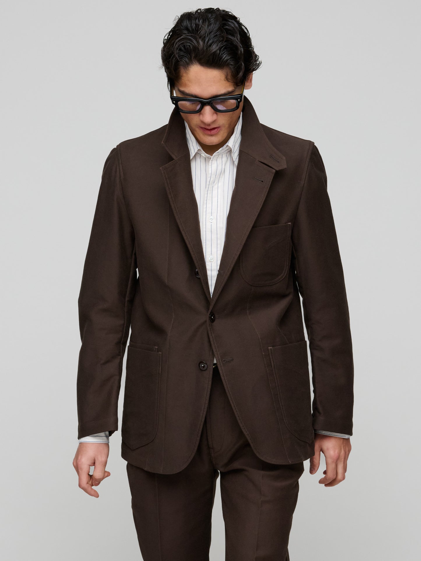 Satin Back Twill Western Games Blazer, Brown