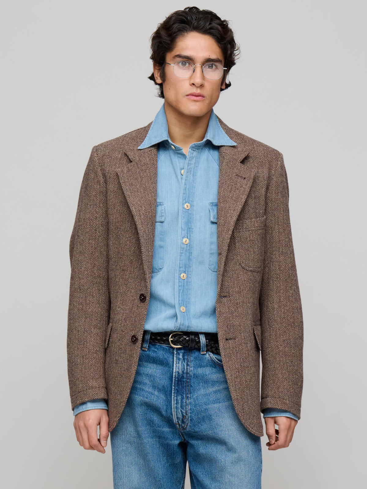 MKVII Tweed Herringbone Games Blazer, Brown