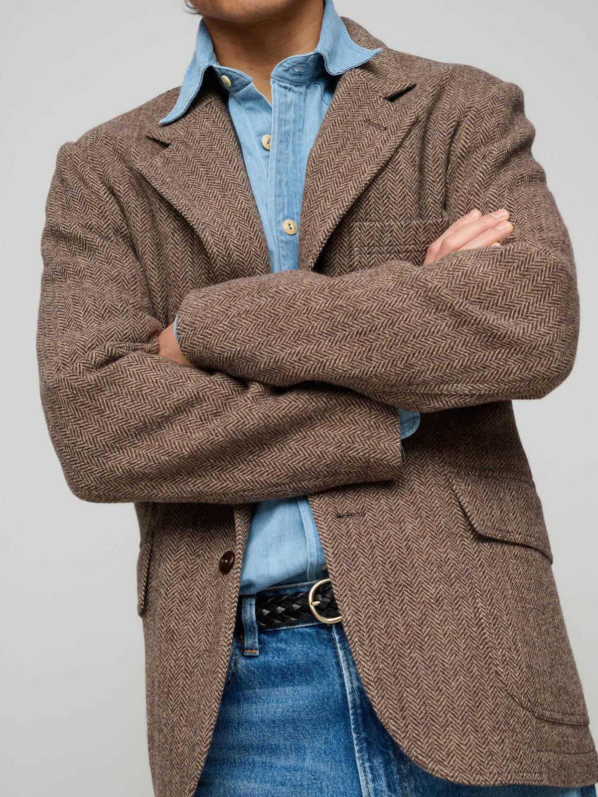 MKVII Tweed Herringbone Games Blazer, Brown