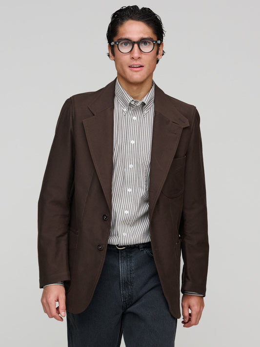 Satin Back Twill Western Games Blazer, Brown