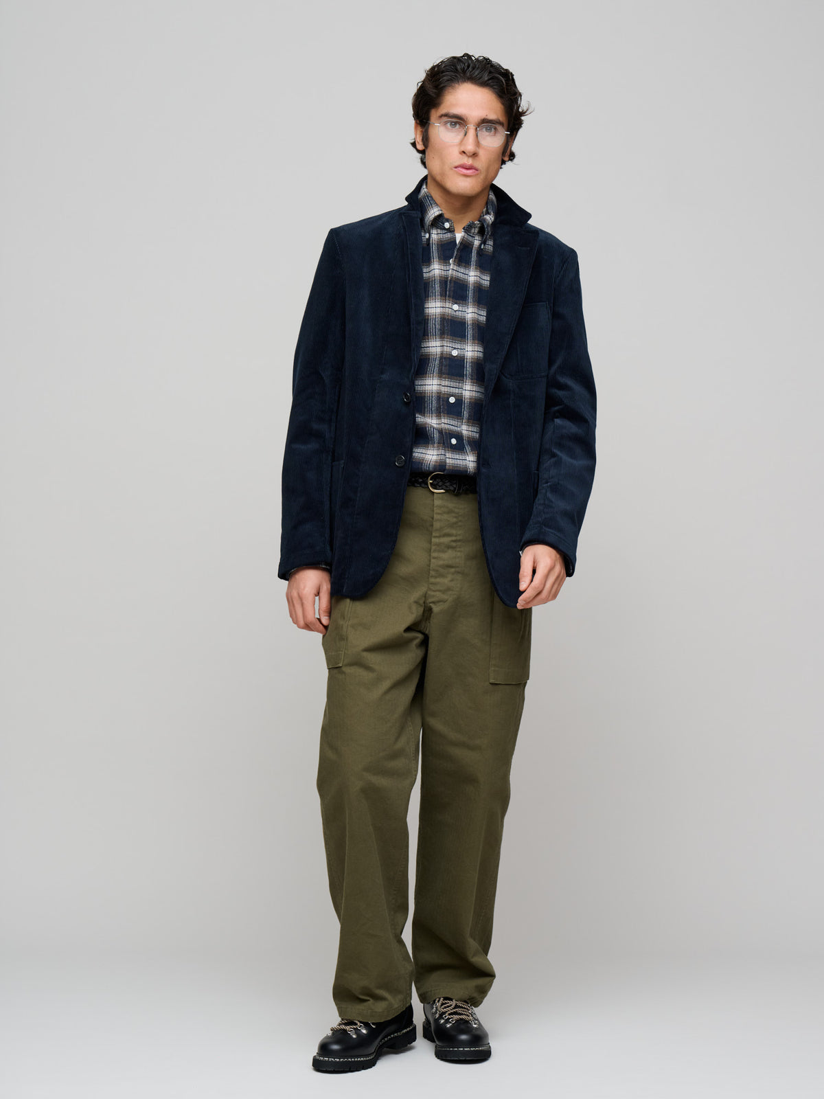9-Wale Corduroy Simple Jacket, Navy