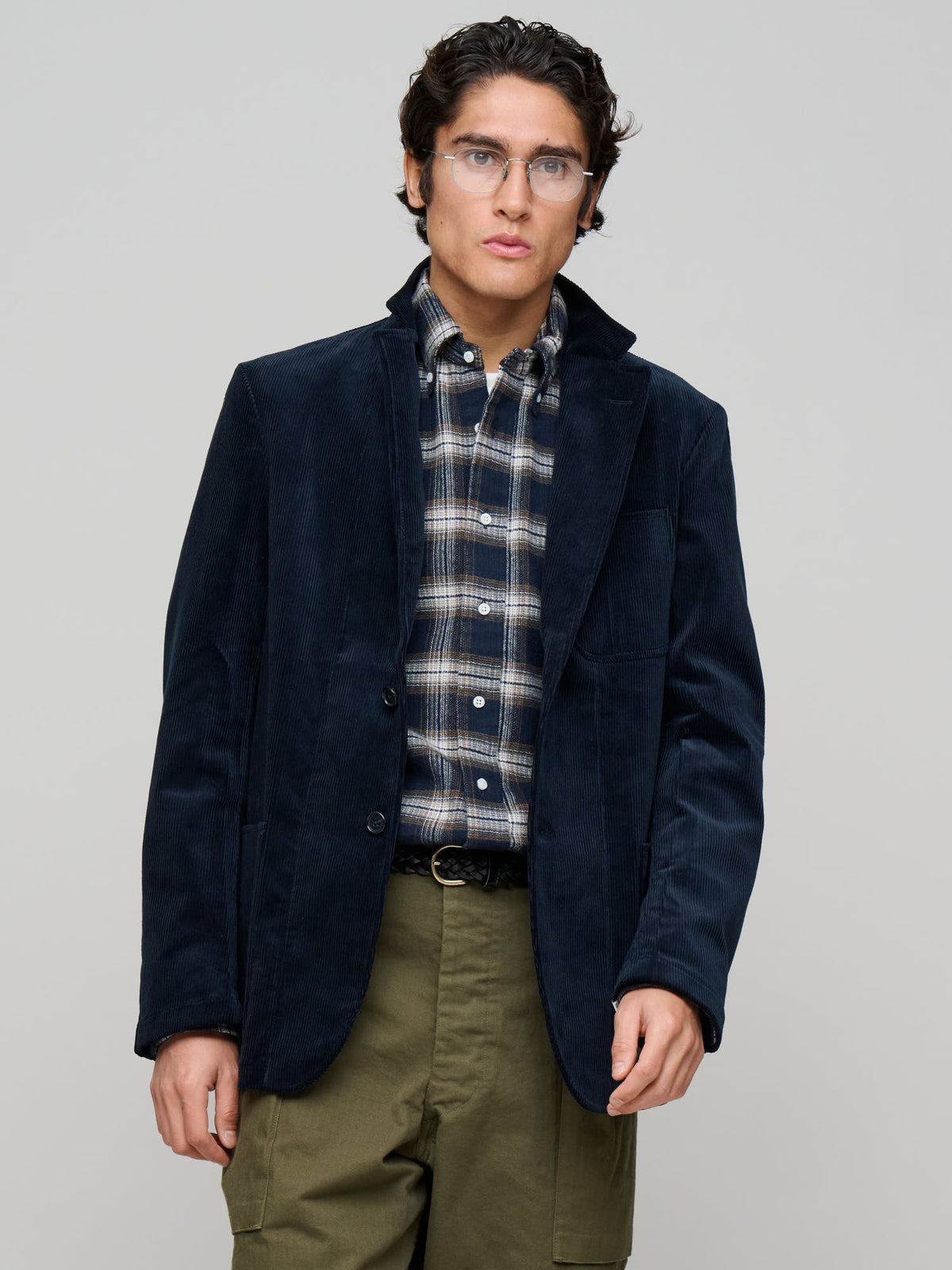 9-Wale Corduroy Simple Jacket, Navy