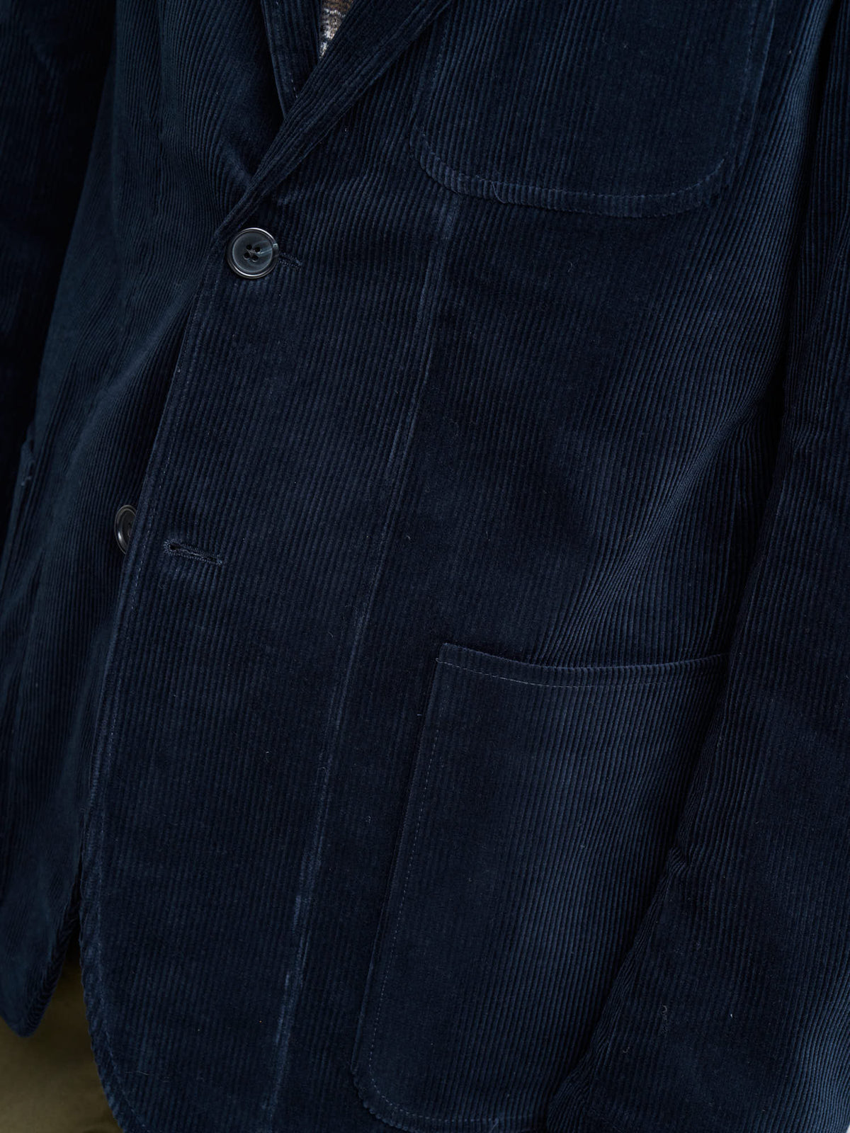9-Wale Corduroy Simple Jacket, Navy